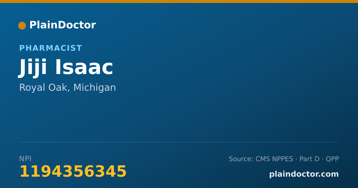 Shareable card for Jiji Isaac - Pharmacist, Royal Oak, MI