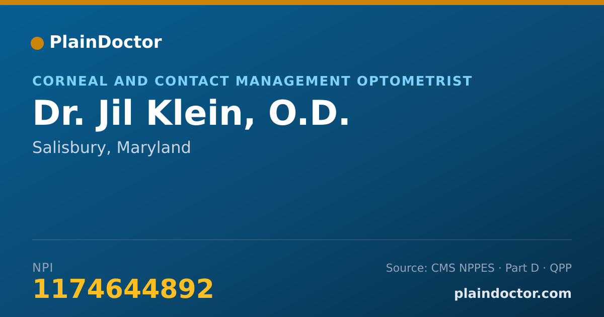Shareable card for Jil Klein, O.D. - Corneal and Contact Management Optometrist, Salisbury, MD