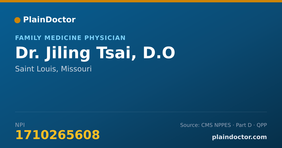 Shareable card for Jiling Tsai, D.O - Family Medicine Physician, Saint Louis, MO