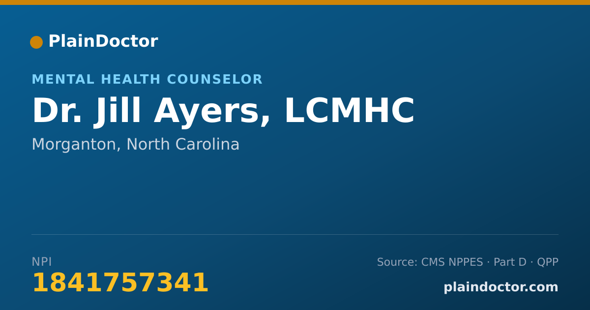 Shareable card for Jill Ayers, LCMHC - Mental Health Counselor, Morganton, NC