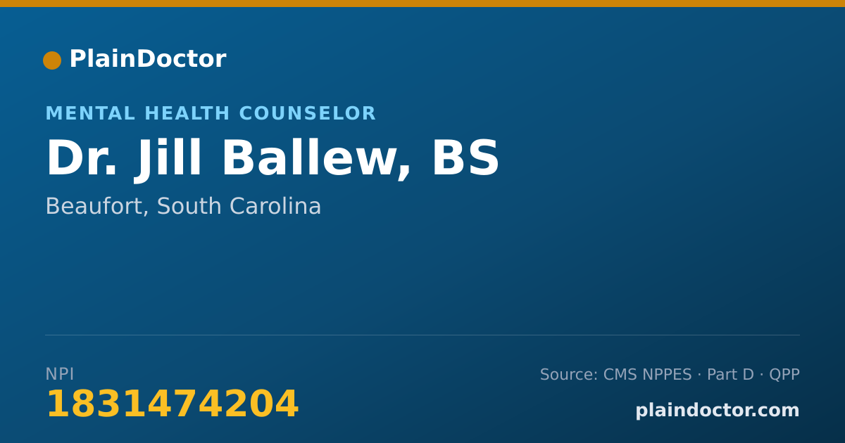 Shareable card for Jill Ballew, BS - Mental Health Counselor, Beaufort, SC