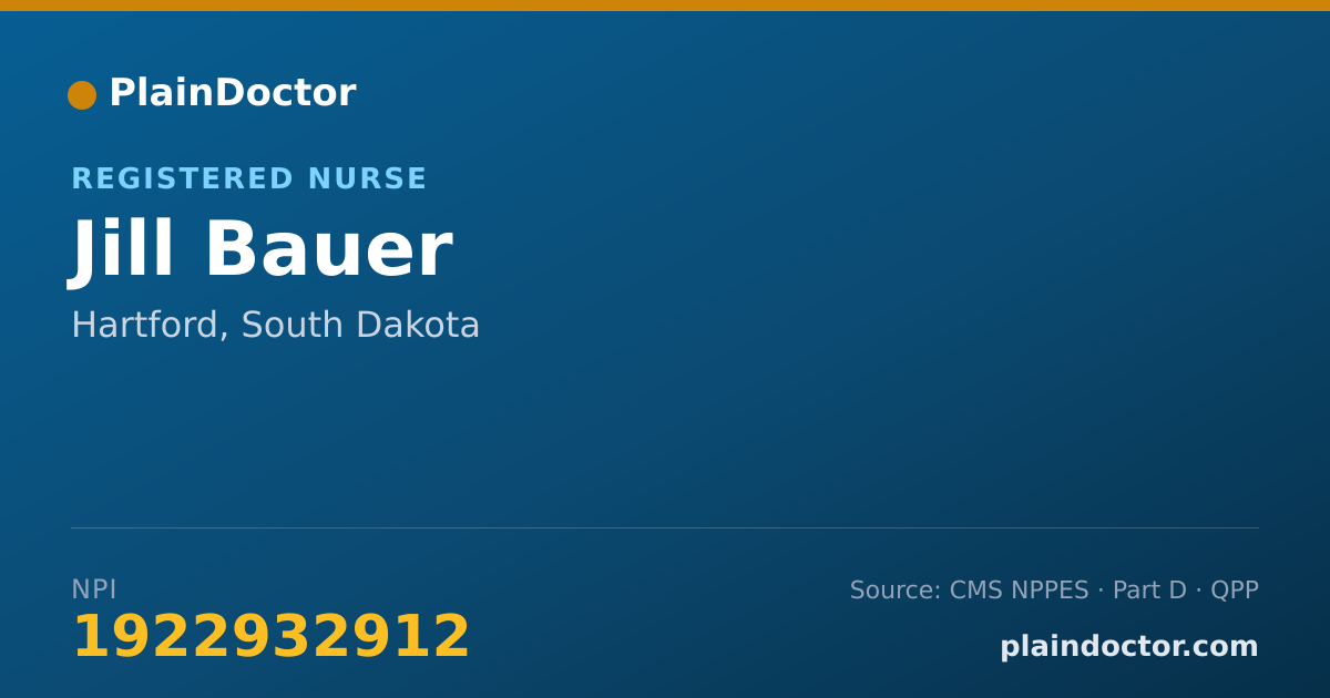 Shareable card for Jill Bauer - Registered Nurse, Hartford, SD