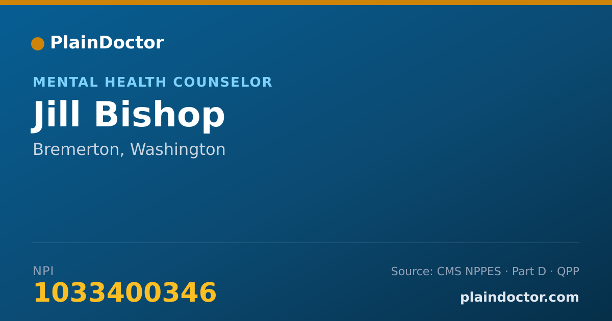 Shareable card for Jill Bishop - Mental Health Counselor, Bremerton, WA