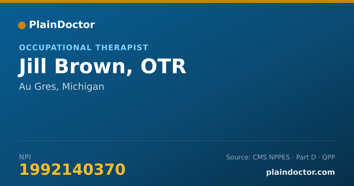 Shareable card for Jill Brown, OTR - Occupational Therapist, Au Gres, MI