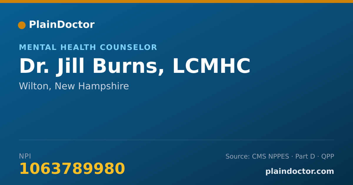 Shareable card for Jill Burns, LCMHC - Mental Health Counselor, Wilton, NH