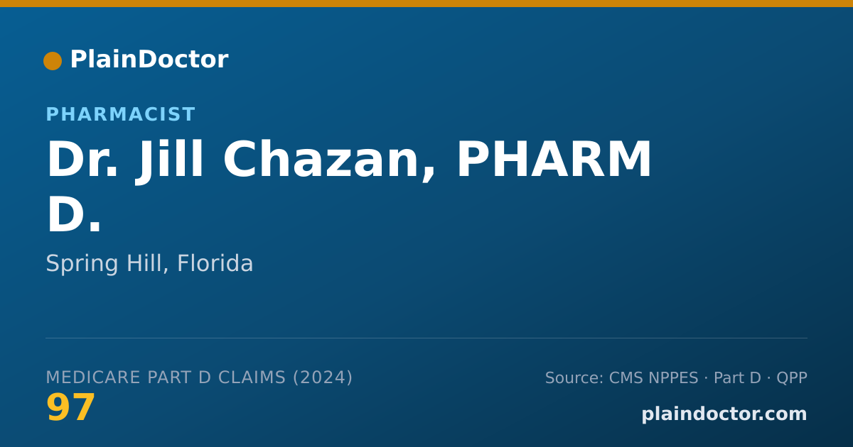 Shareable card for Jill Chazan, PHARM D. - Pharmacist, Spring Hill, FL