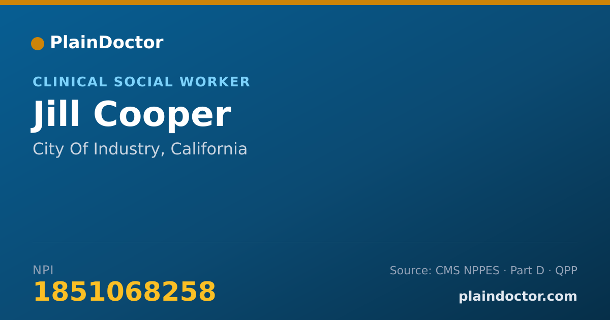 Shareable card for Jill Cooper - Clinical Social Worker, City Of Industry, CA