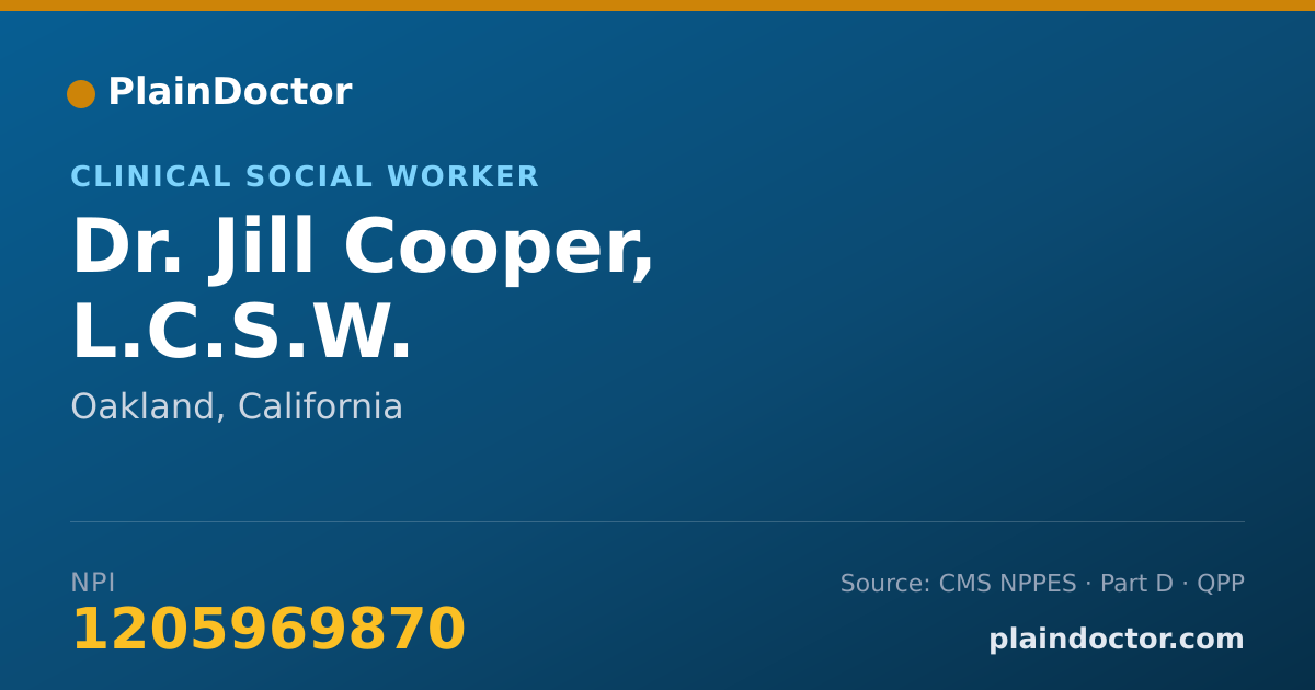 Shareable card for Jill Cooper, L.C.S.W. - Clinical Social Worker, Oakland, CA