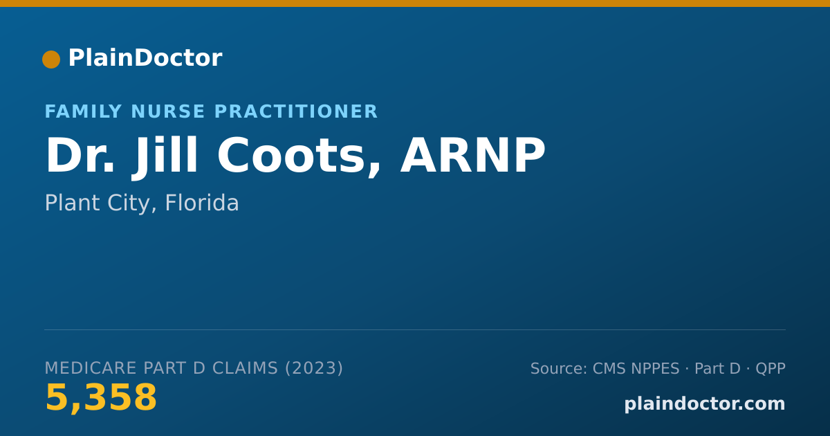 Shareable card for Jill Coots, ARNP - Family Nurse Practitioner, Plant City, FL