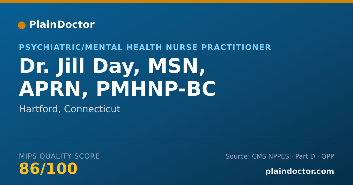 Shareable card for Jill Day, MSN, APRN, PMHNP-BC - Psychiatric/Mental Health Nurse Practitioner, Hartford, CT
