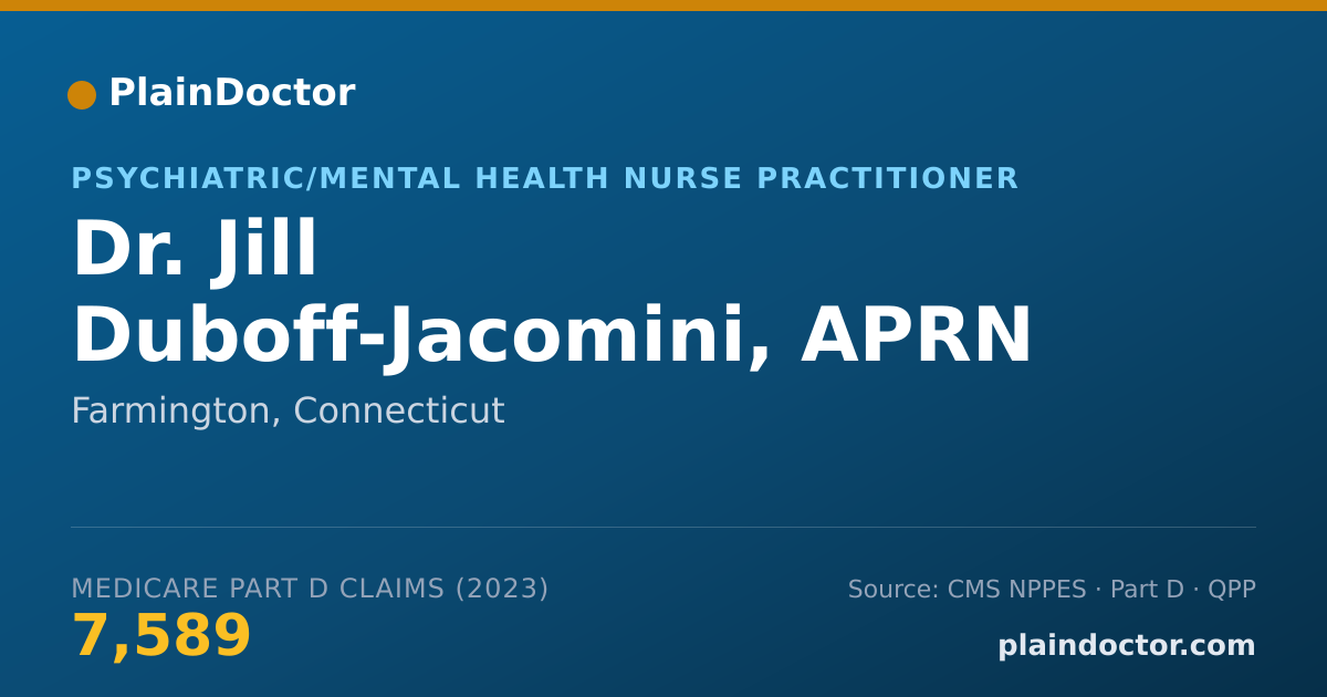 Shareable card for Jill Duboff-Jacomini, APRN - Psychiatric/Mental Health Nurse Practitioner, Farmington, CT