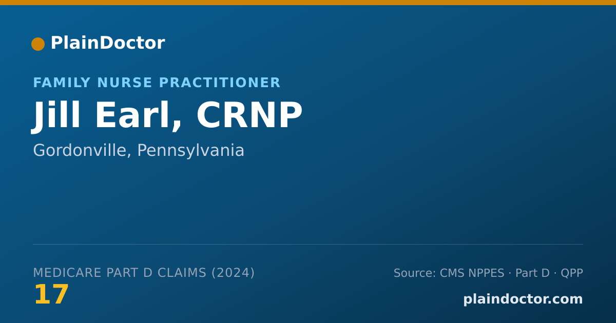Shareable card for Jill Earl, CRNP - Family Nurse Practitioner, Gordonville, PA