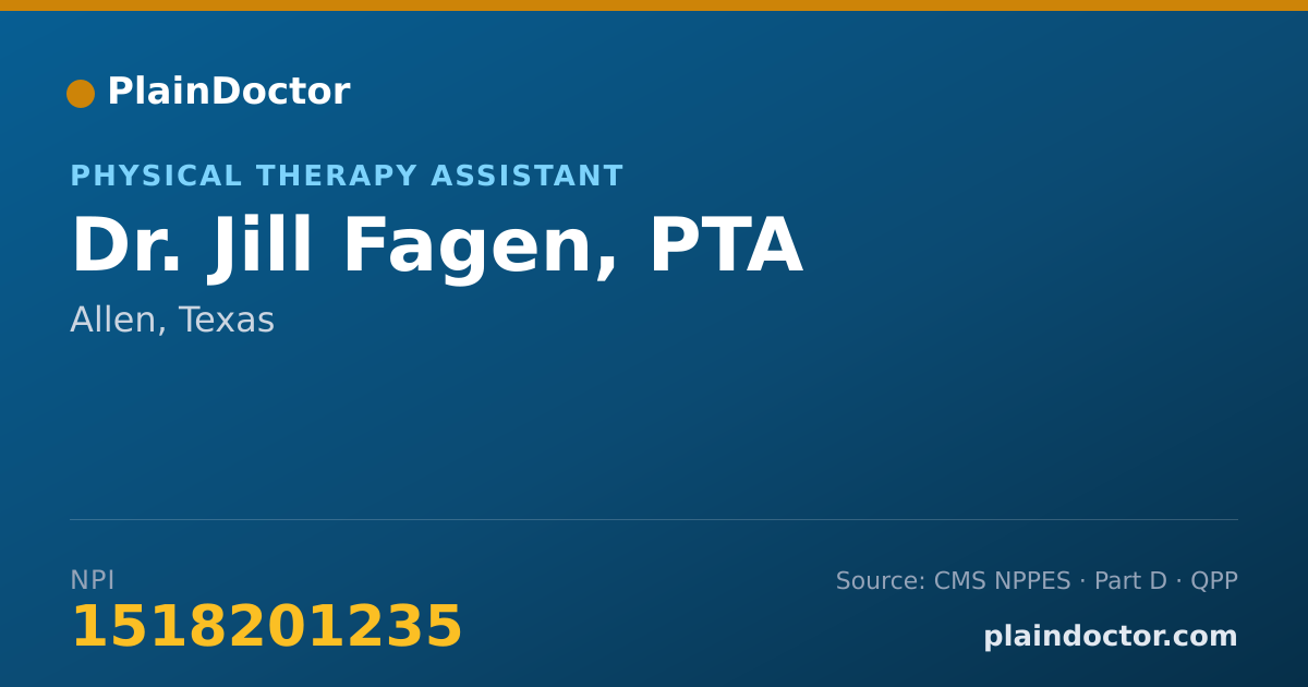 Shareable card for Jill Fagen, PTA - Physical Therapy Assistant, Allen, TX