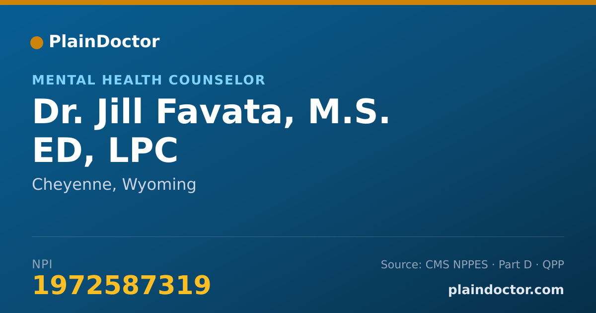 Shareable card for Jill Favata, M.S. ED, LPC - Mental Health Counselor, Cheyenne, WY
