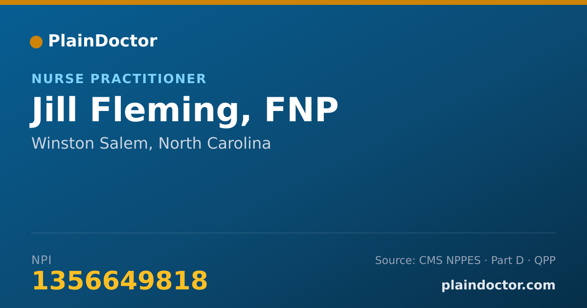 Shareable card for Jill Fleming, FNP - Nurse Practitioner, Winston Salem, NC