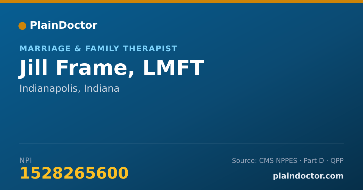 Shareable card for Jill Frame, LMFT - Marriage & Family Therapist, Indianapolis, IN