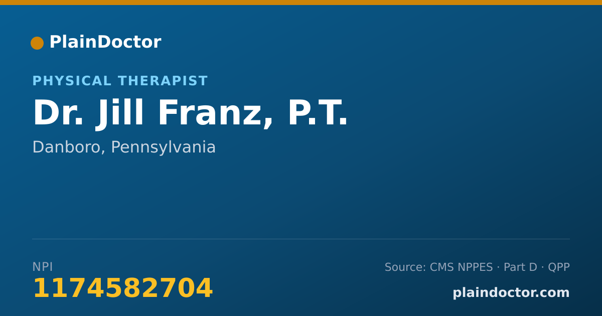 Shareable card for Jill Franz, P.T. - Physical Therapist, Danboro, PA