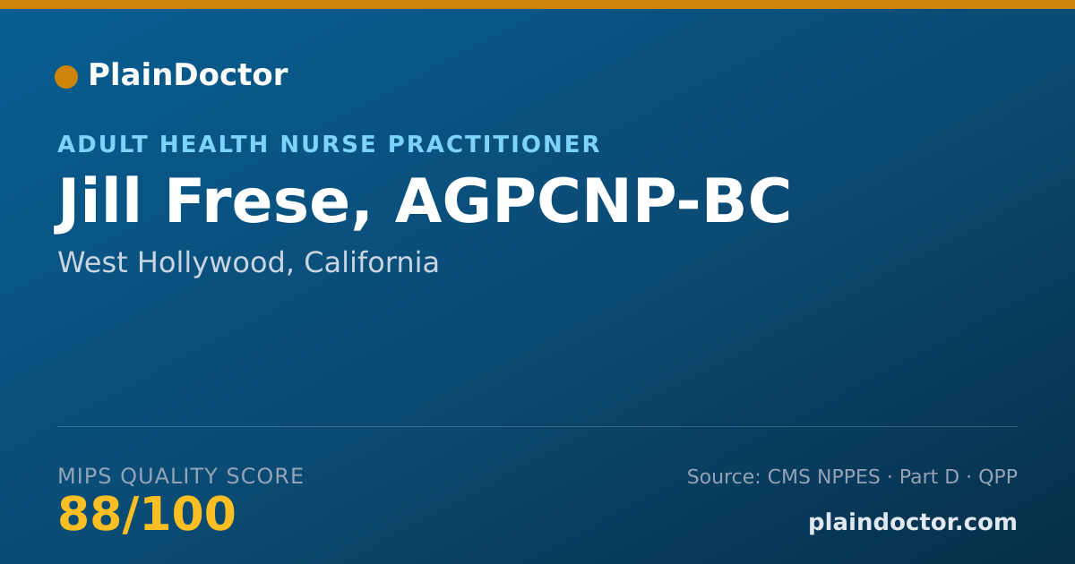 Shareable card for Jill Frese, AGPCNP-BC - Adult Health Nurse Practitioner, West Hollywood, CA
