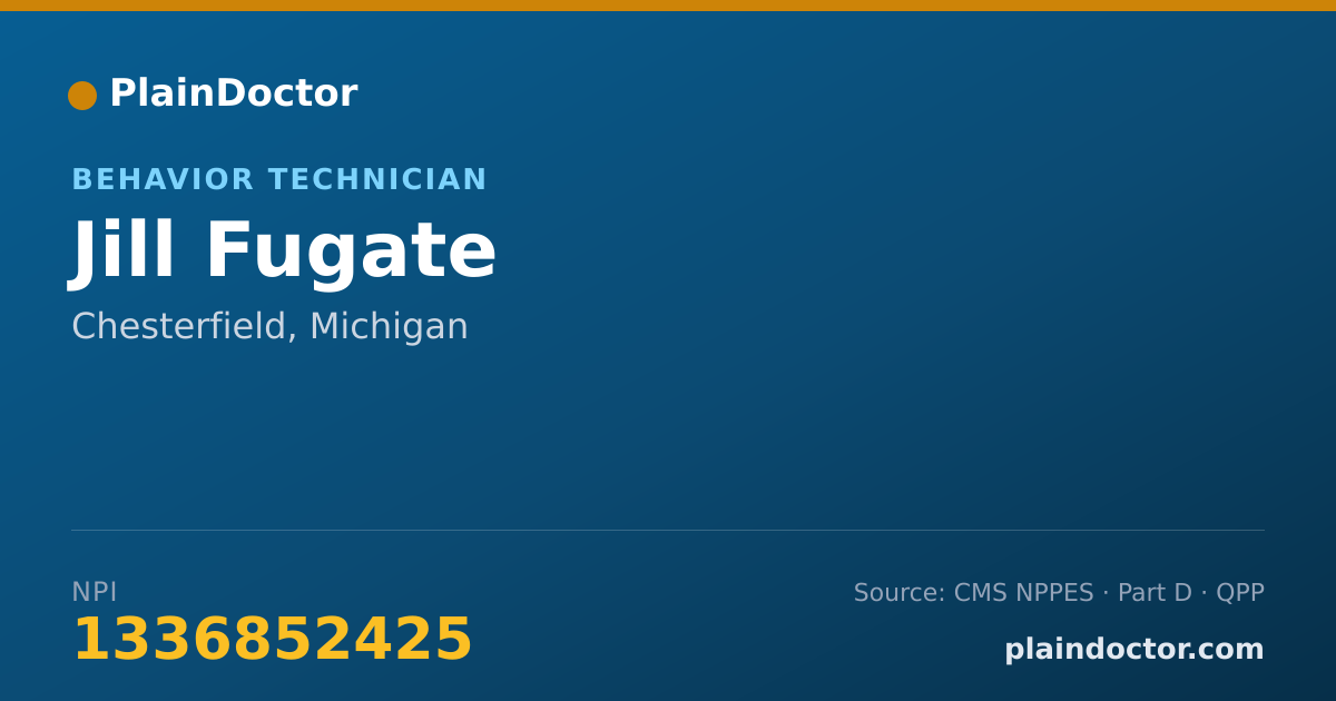 Shareable card for Jill Fugate - Behavior Technician, Chesterfield, MI