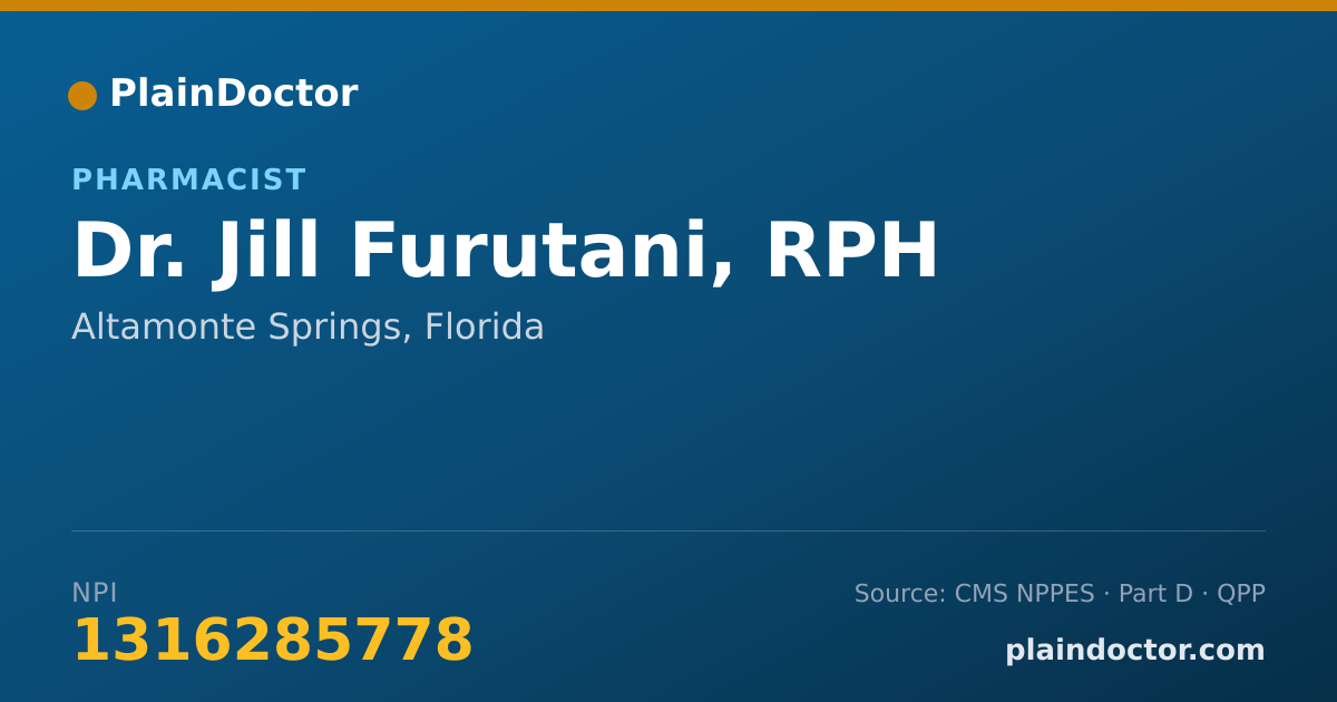 Shareable card for Jill Furutani, RPH - Pharmacist, Altamonte Springs, FL