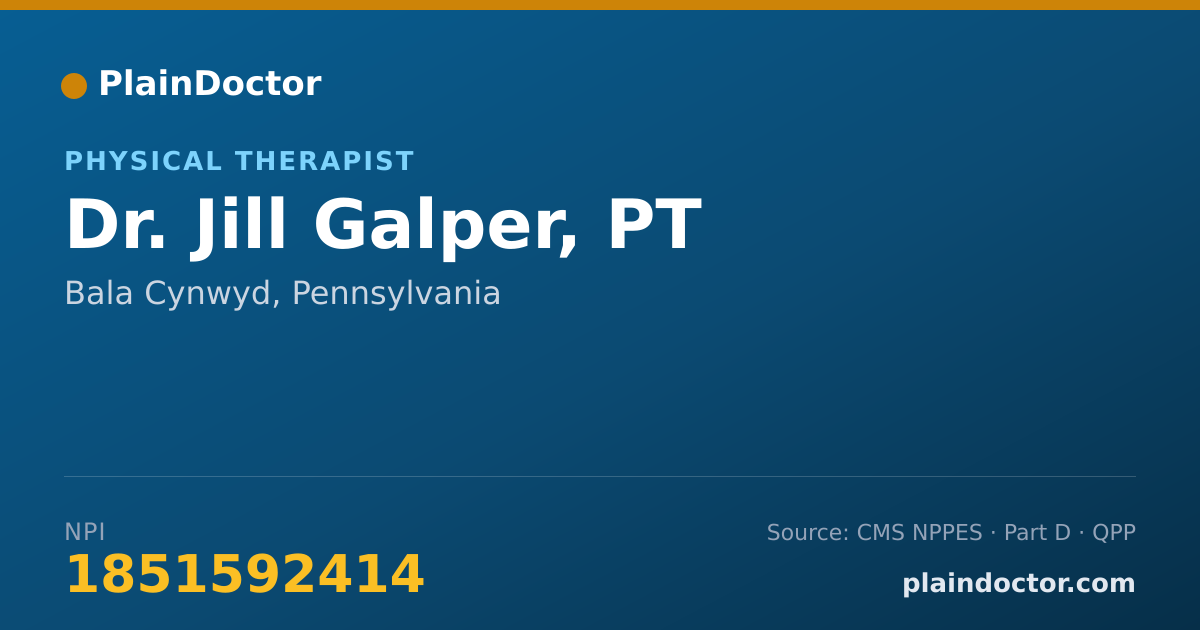 Shareable card for Jill Galper, PT - Physical Therapist, Bala Cynwyd, PA