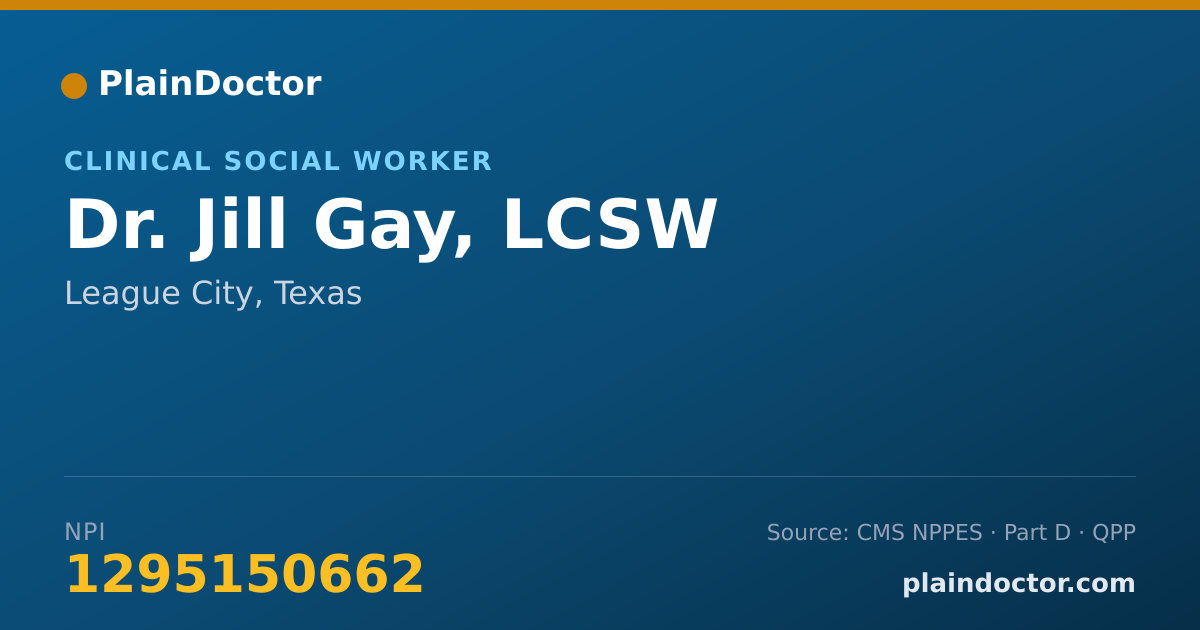 Shareable card for Jill Gay, LCSW - Clinical Social Worker, League City, TX