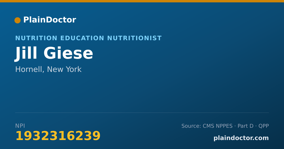 Shareable card for Jill Giese - Nutrition Education Nutritionist, Hornell, NY