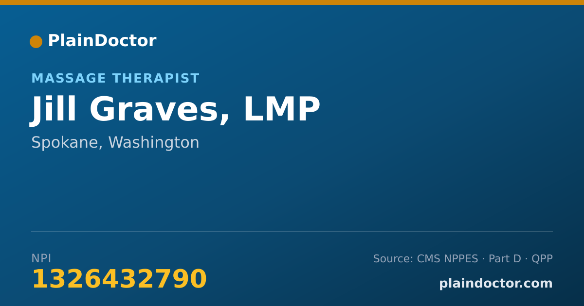 Shareable card for Jill Graves, LMP - Massage Therapist, Spokane, WA