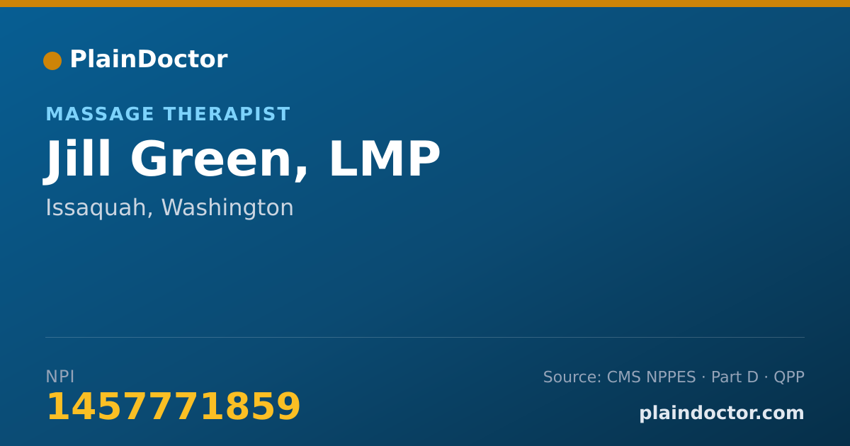 Shareable card for Jill Green, LMP - Massage Therapist, Issaquah, WA