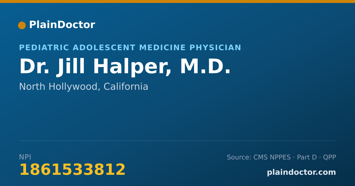 Shareable card for Jill Halper, M.D. - Pediatric Adolescent Medicine Physician, North Hollywood, CA