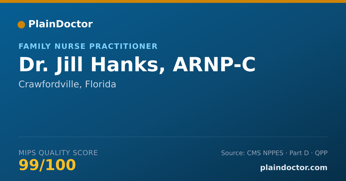 Shareable card for Jill Hanks, ARNP-C - Family Nurse Practitioner, Crawfordville, FL