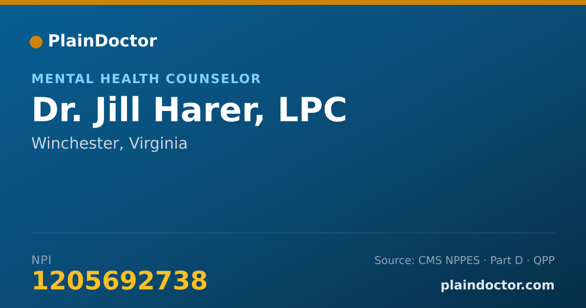 Shareable card for Jill Harer, LPC - Mental Health Counselor, Winchester, VA