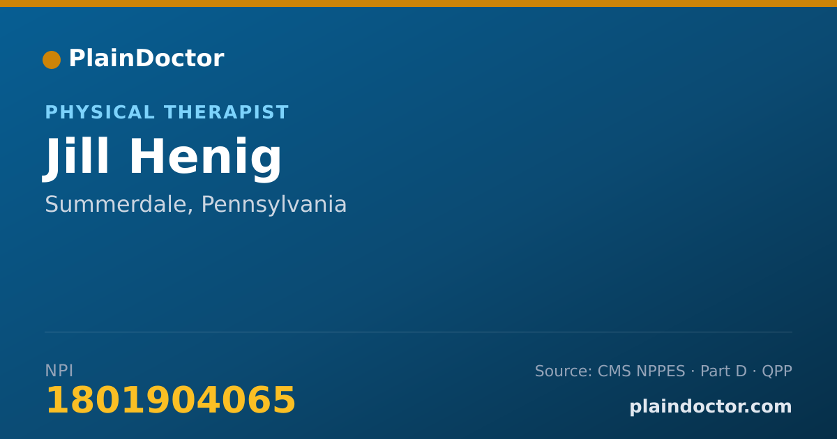 Shareable card for Jill Henig - Physical Therapist, Summerdale, PA