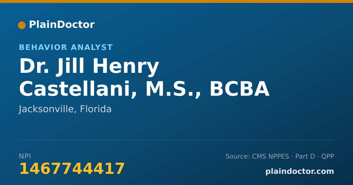 Shareable card for Jill Henry Castellani, M.S., BCBA - Behavior Analyst, Jacksonville, FL