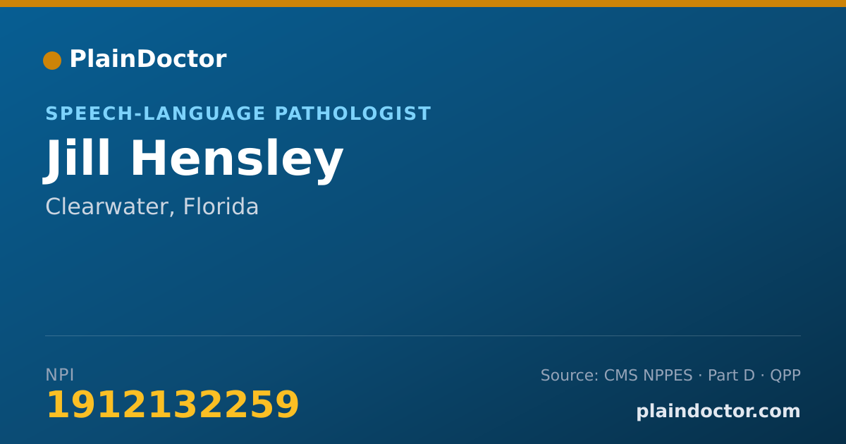 Shareable card for Jill Hensley - Speech-Language Pathologist, Clearwater, FL