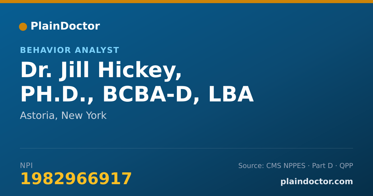 Shareable card for Jill Hickey, PH.D., BCBA-D, LBA - Behavior Analyst, Astoria, NY