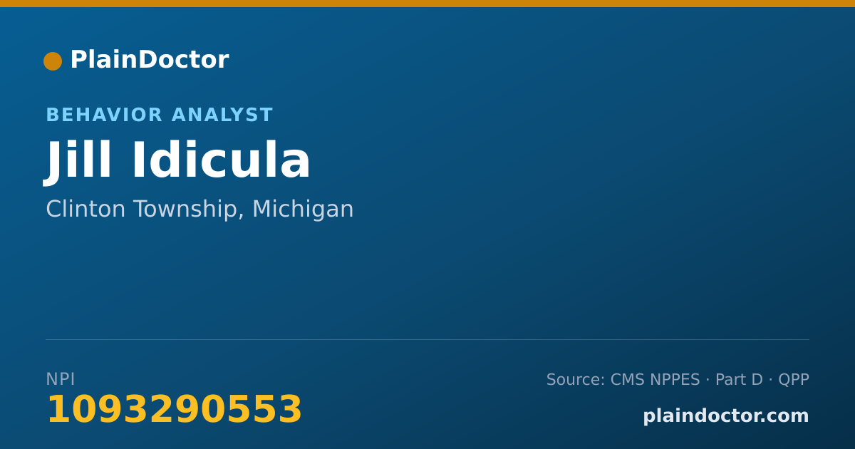 Shareable card for Jill Idicula - Behavior Technician, Clinton Township, MI