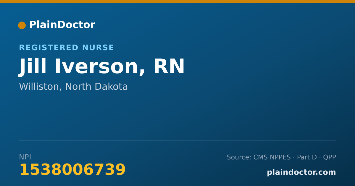 Shareable card for Jill Iverson, RN - Registered Nurse, Williston, ND
