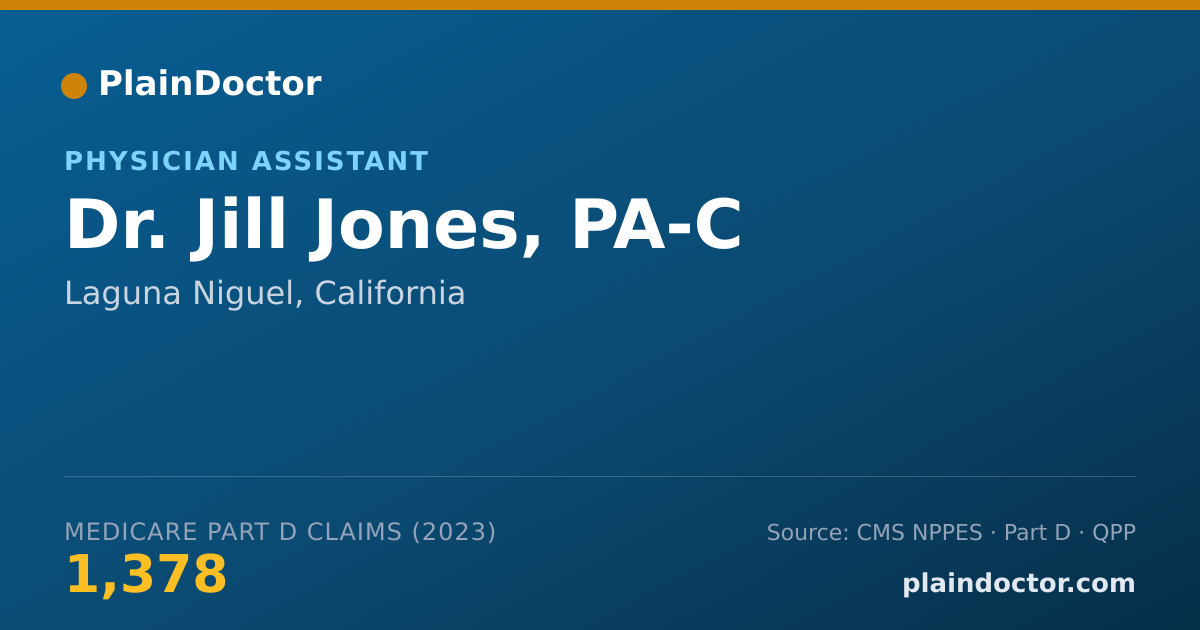 Shareable card for Jill Jones, PA-C - Physician Assistant, Laguna Niguel, CA