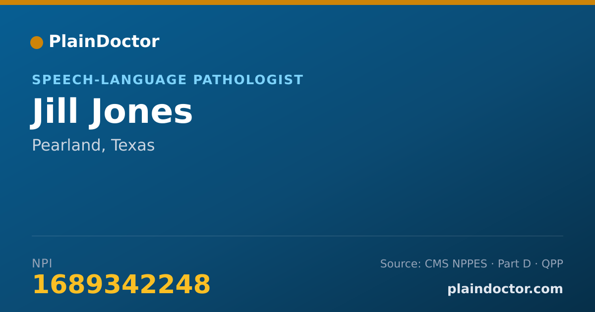 Shareable card for Jill Jones - Speech-Language Pathologist, Pearland, TX