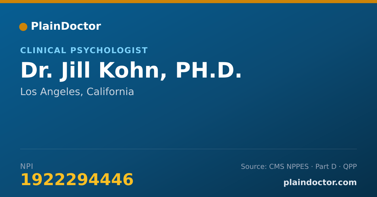 Shareable card for Jill Kohn, PH.D. - Clinical Psychologist, Los Angeles, CA