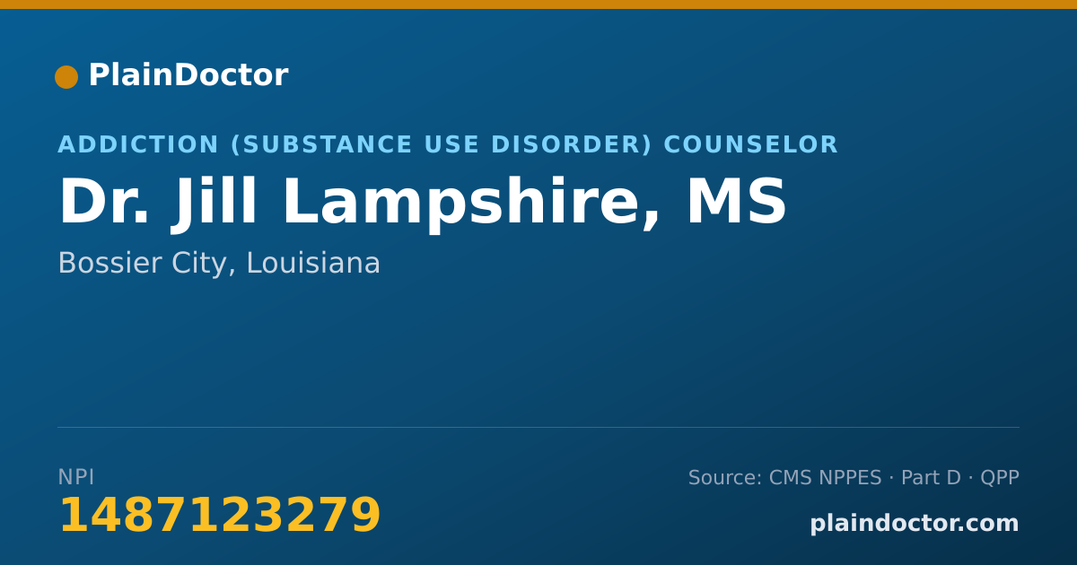 Shareable card for Jill Lampshire, MS - Addiction (Substance Use Disorder) Counselor, Bossier City, LA