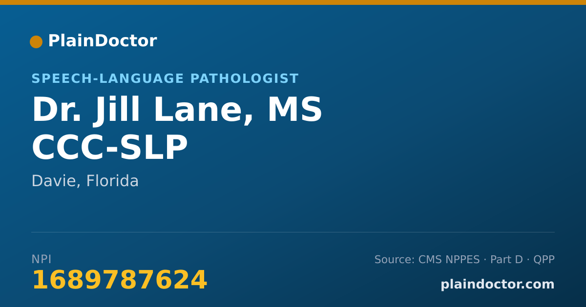 Shareable card for Jill Lane, MS CCC-SLP - Speech-Language Pathologist, Davie, FL