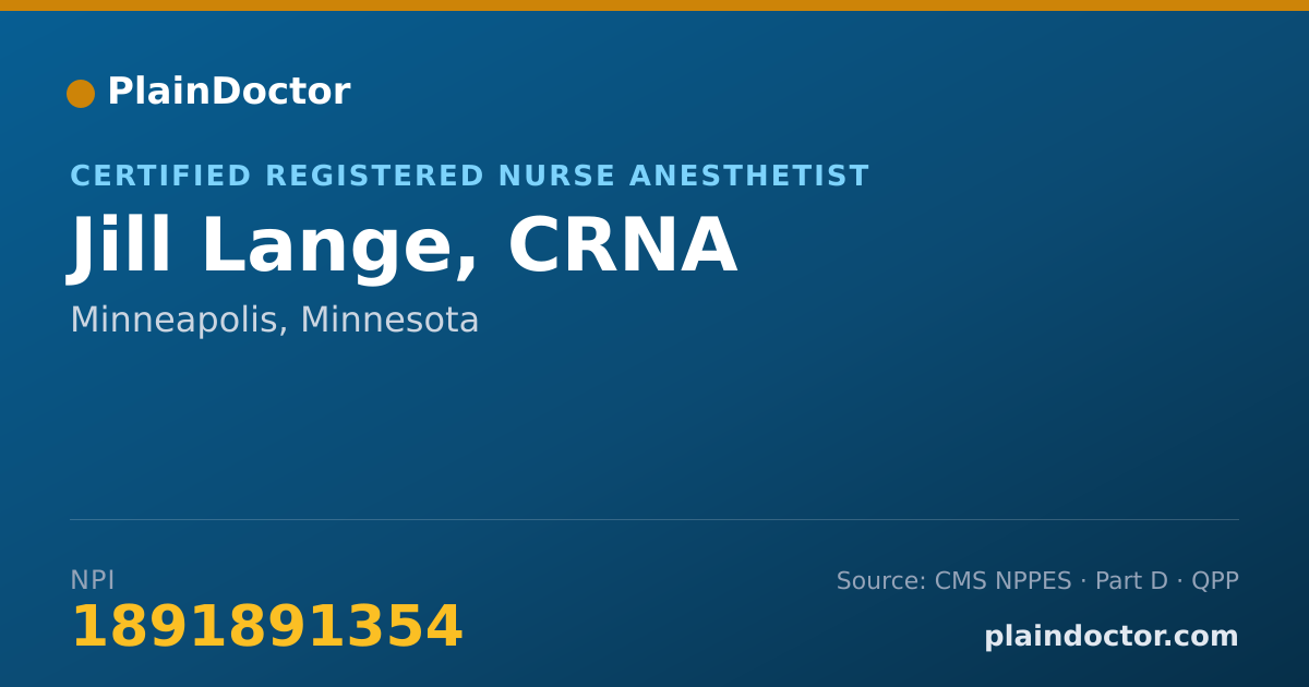 Shareable card for Jill Lange, CRNA - Certified Registered Nurse Anesthetist, Minneapolis, MN