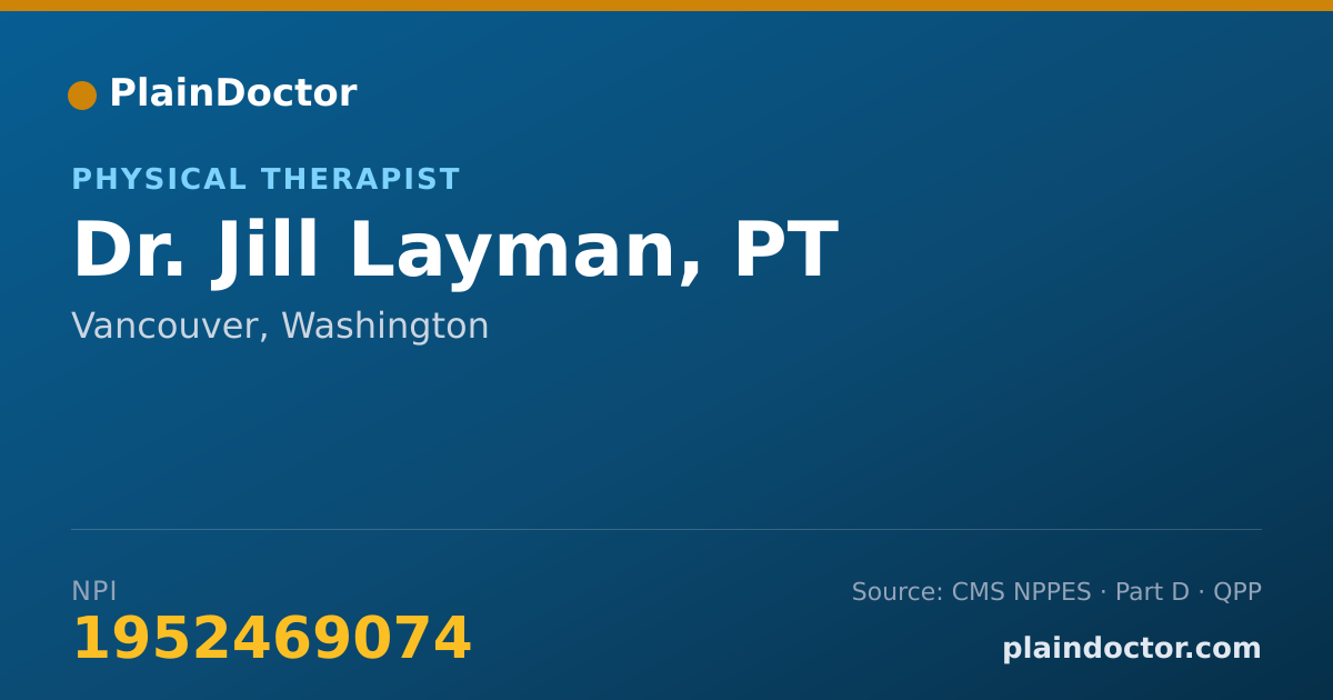 Shareable card for Jill Layman, PT - Physical Therapist, Vancouver, WA