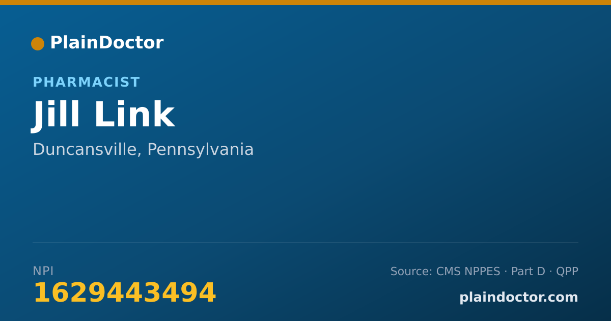 Shareable card for Jill Link - Pharmacist, Duncansville, PA