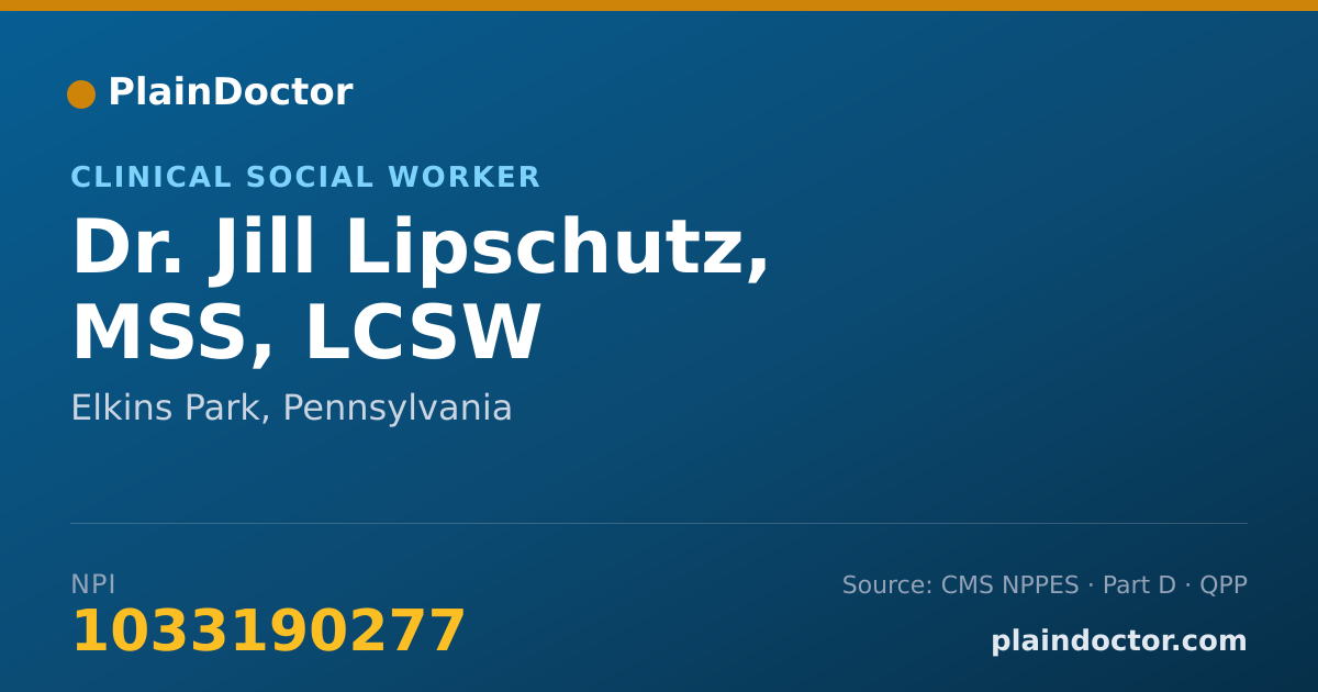 Shareable card for Jill Lipschutz, MSS, LCSW - Clinical Social Worker, Elkins Park, PA