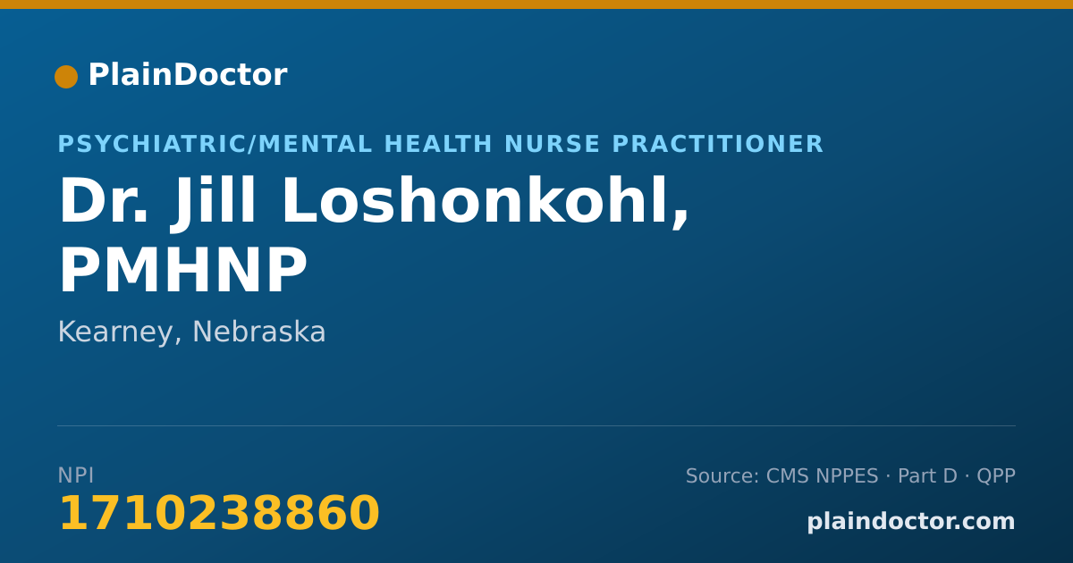 Shareable card for Jill Loshonkohl, PMHNP - Psychiatric/Mental Health Nurse Practitioner, Kearney, NE