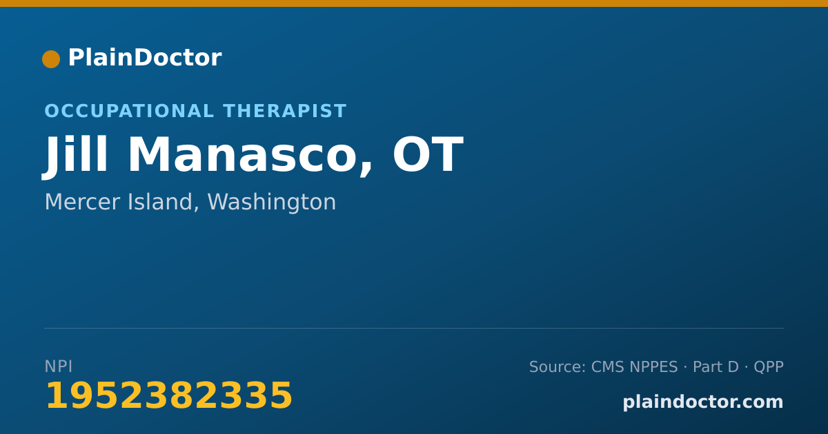 Shareable card for Jill Manasco, OT - Pediatric Occupational Therapist, Mercer Island, WA