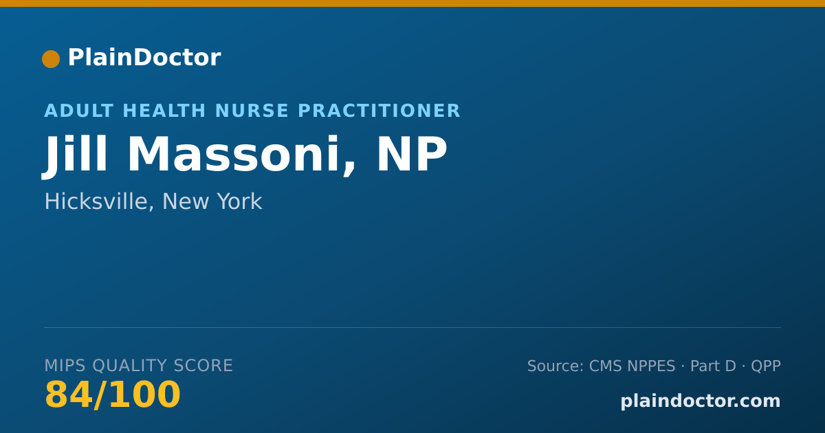 Shareable card for Jill Massoni, NP - Adult Health Nurse Practitioner, Hicksville, NY